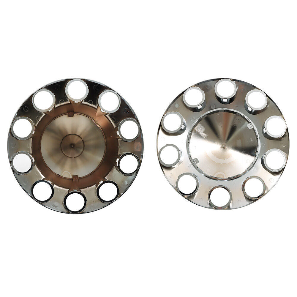 Chrome Hub Cover Kit 33mm Front Rear for Semi Truck Wheel Axle Covers Spiked