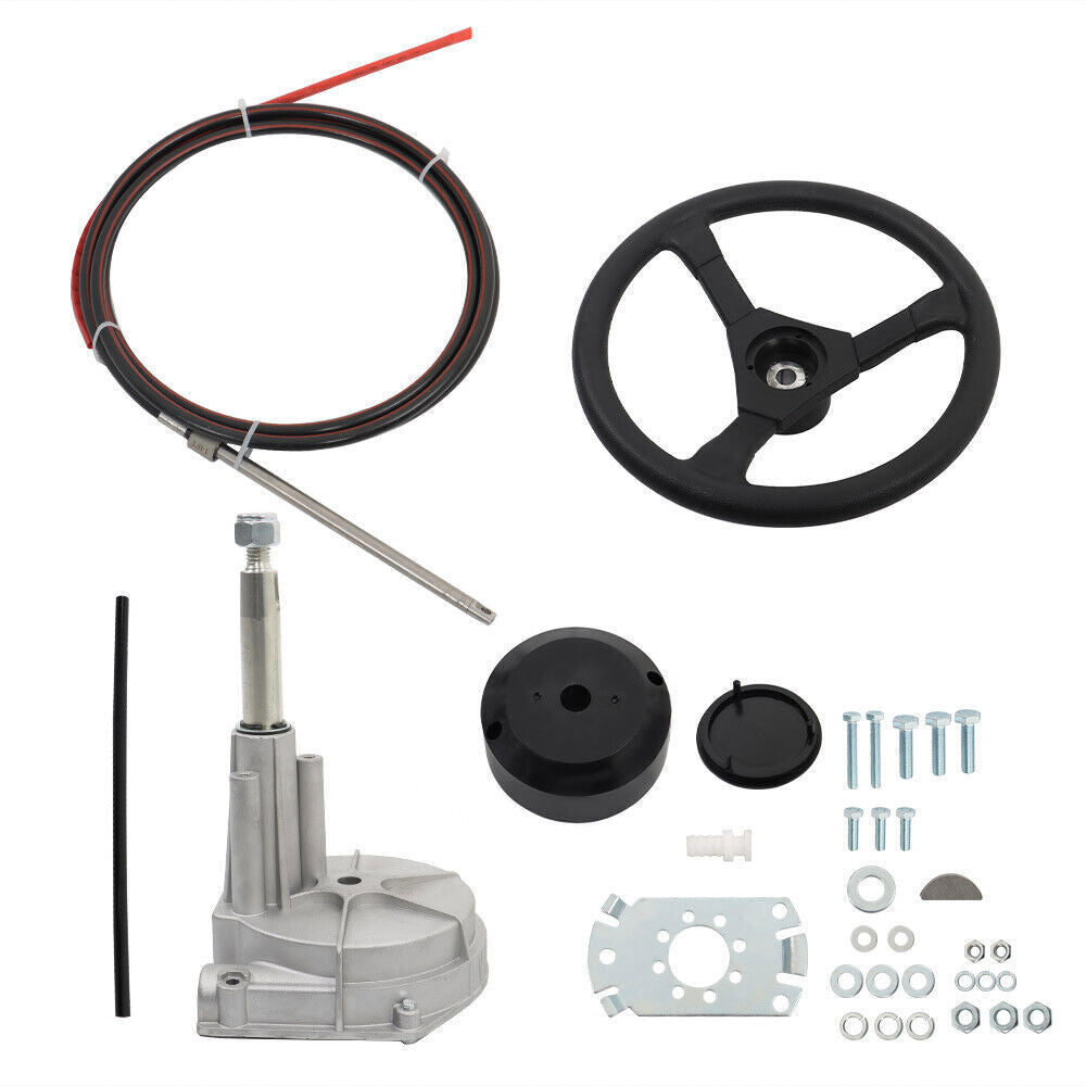 Boat Steering System Outboard Kit 14 Feet SS13714 Marine Cable with 13.5" wheel