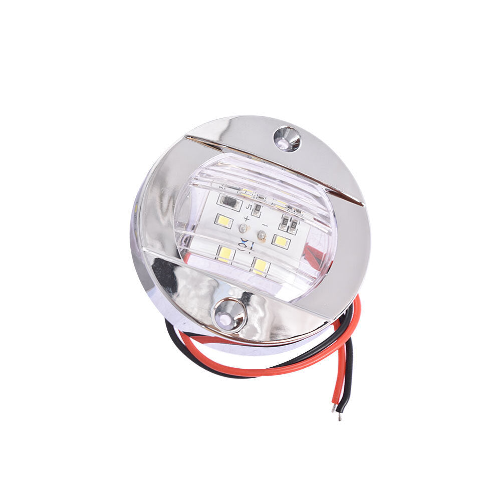 4X White 3" Round Marine Boat LED Cabin Deck Walkway Courtesy Lights Stern Light