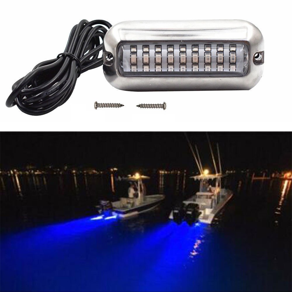 For 3.5" Marine/Boat 27 Blue LED 50W Underwater Pontoon Boat Transom Lights