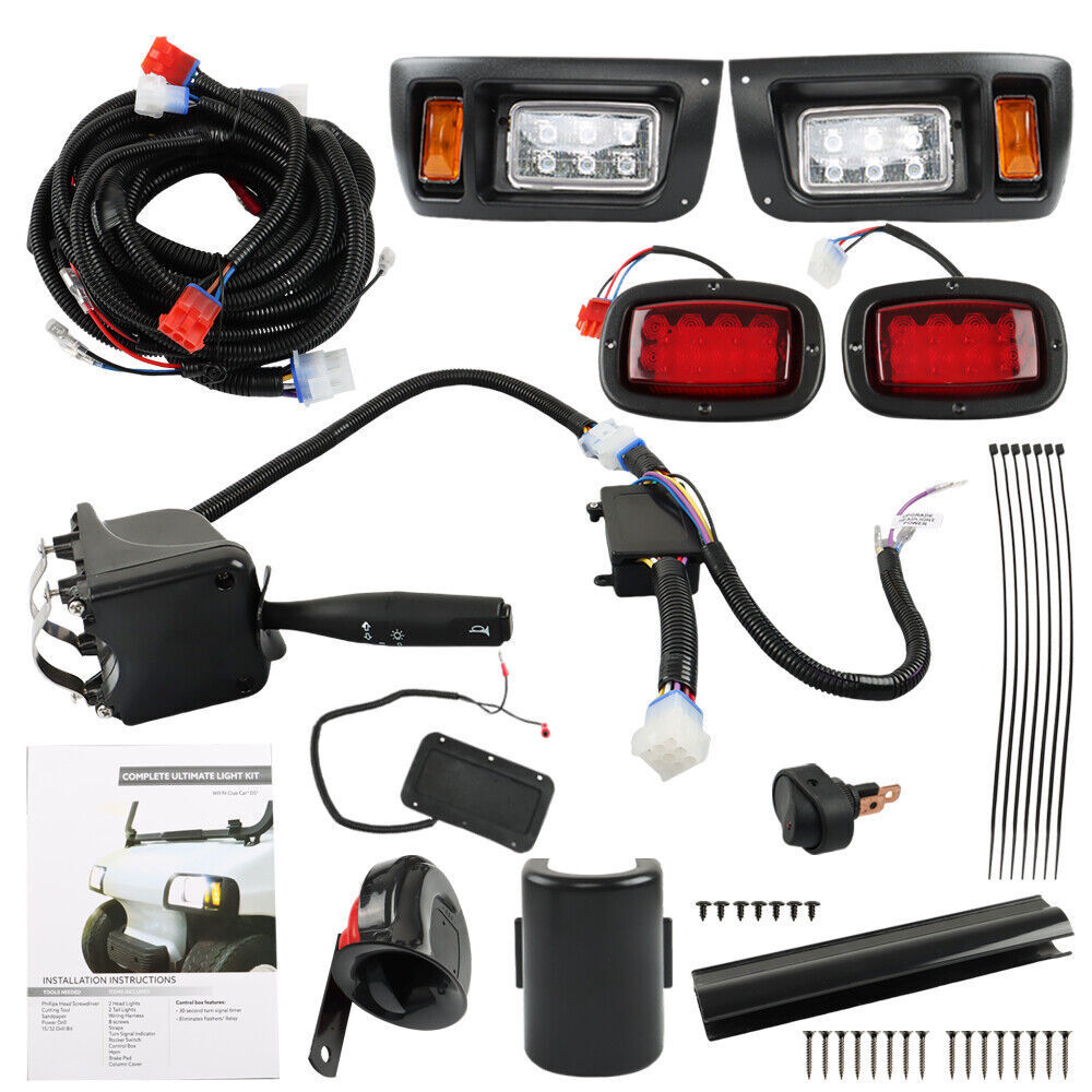 LED Headlight + Tail Light Kit Set For Club Car DS Carts 1993-UP Golf Cart