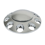Set of 2 Semi Truck Front Axle Cover Hub Cap Thread-On 33mm Lug Nuts Chrome
