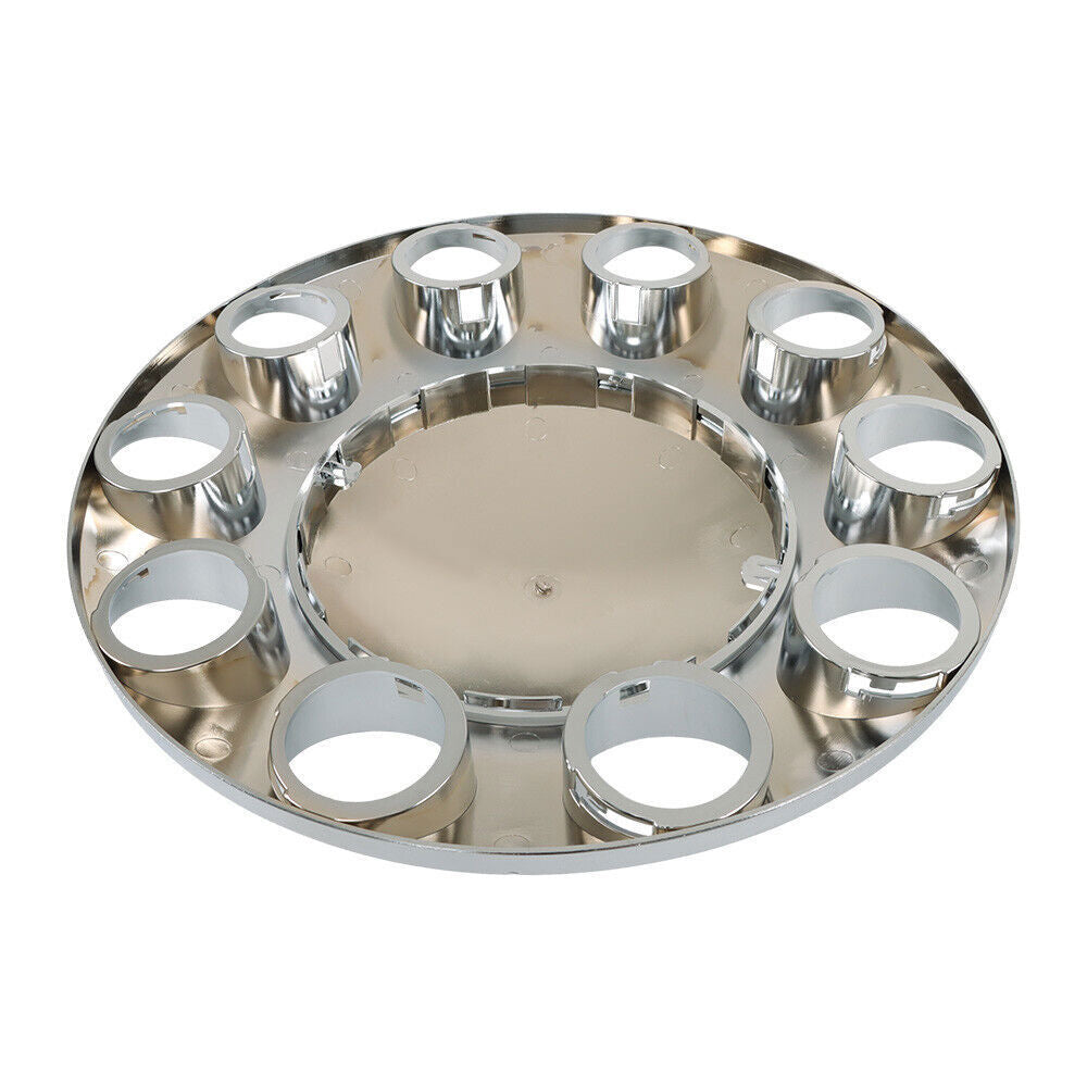 Set of 2 Semi Truck Front Axle Cover Hub Cap Thread-On 33mm Lug Nuts Chrome