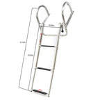 Boat Ladder Stainless Steel 3 Steps Telescoping Ladder Folding Dock Ladder