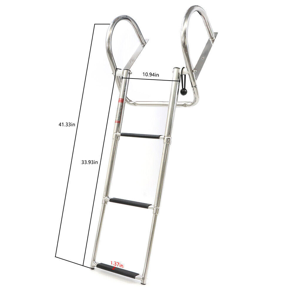 Boat Ladder Stainless Steel 3 Steps Telescoping Ladder Folding Dock Ladder