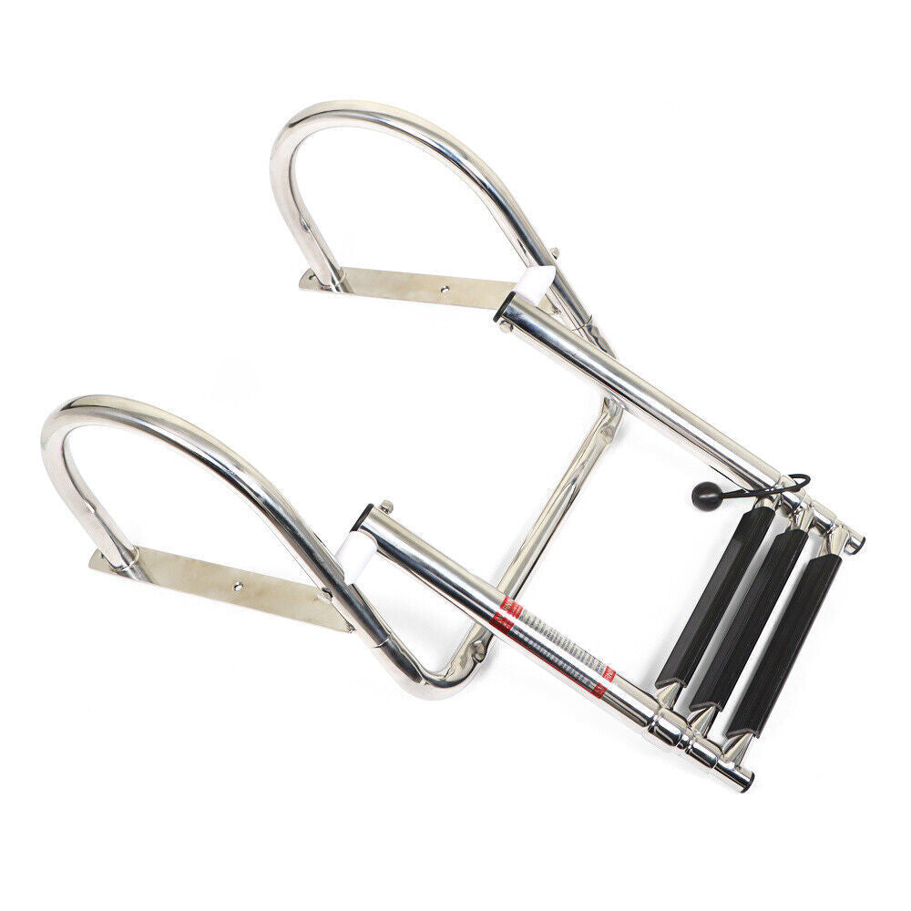 Boat Ladder Stainless Steel 3 Steps Telescoping Ladder Folding Dock Ladder