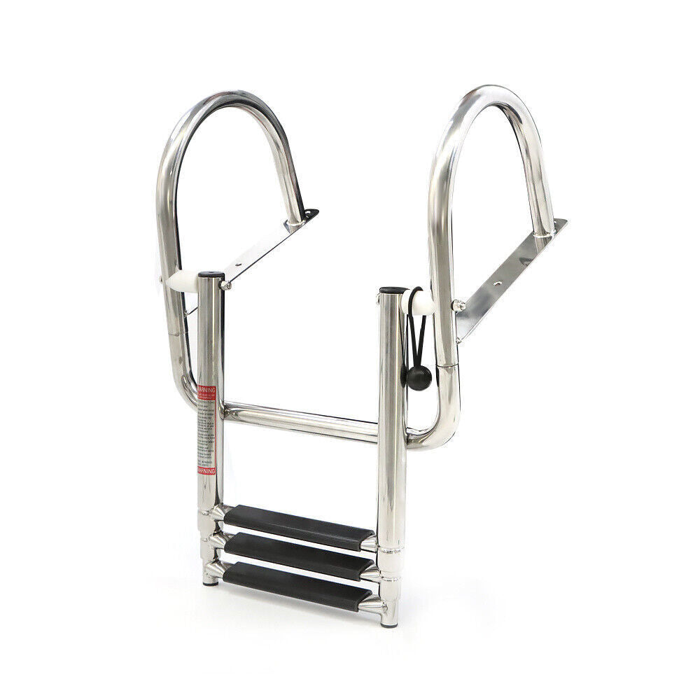 Boat Ladder Stainless Steel 3 Steps Telescoping Ladder Folding Dock Ladder