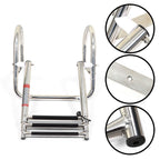 Boat Ladder Stainless Steel 3 Steps Telescoping Ladder Folding Dock Ladder