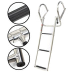 Boat Ladder Stainless Steel 3 Steps Telescoping Ladder Folding Dock Ladder