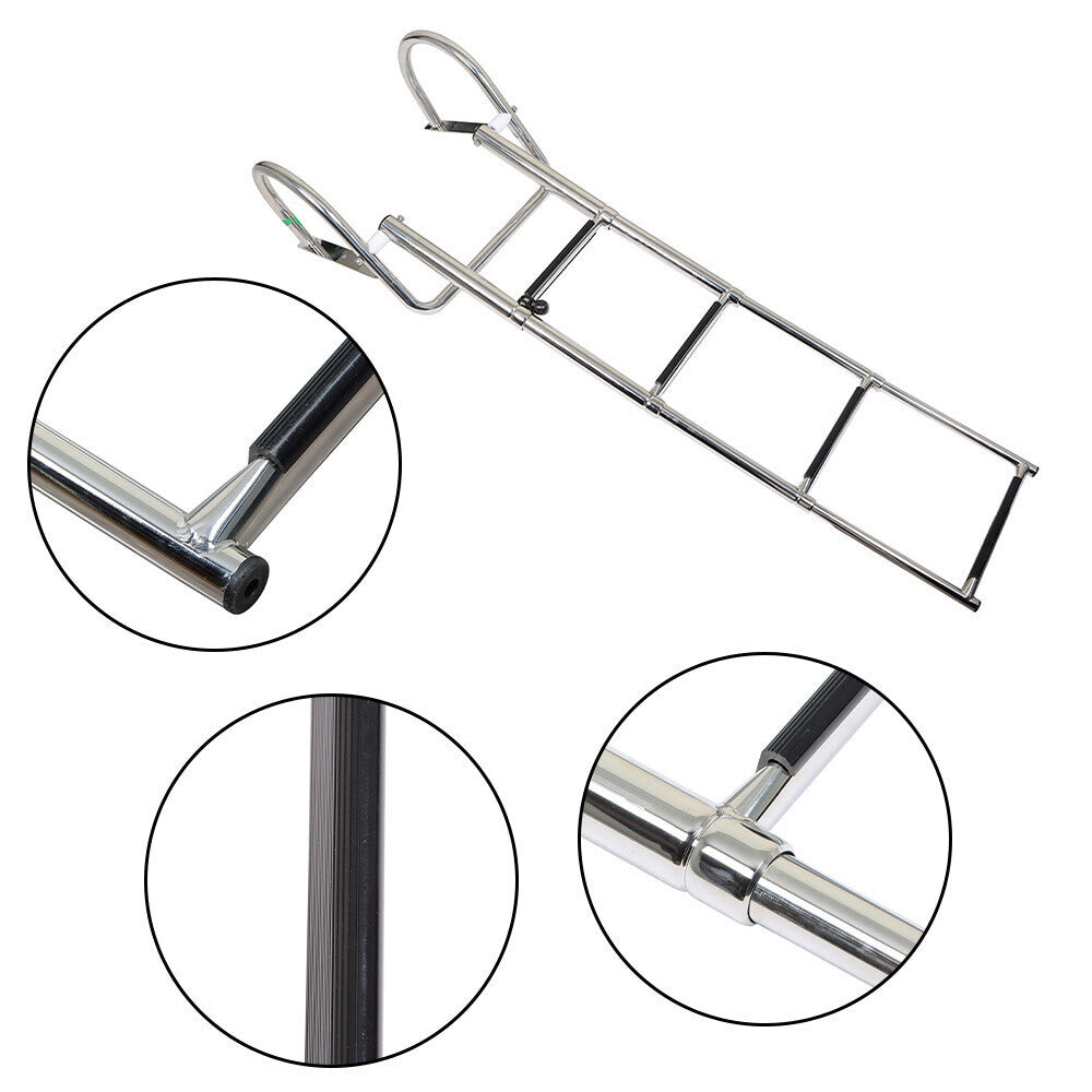 4 Steps Pontoon Boat Ladder Stainless Steel Folding Telescoping Rear Entry