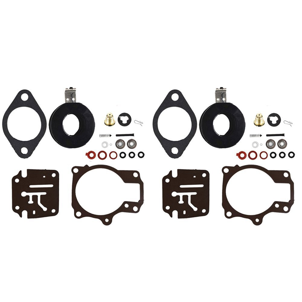 Set of 2 Carburetor Carb Rebuild Kit w Float For Johnson Evinrude 50 55 60 HP
