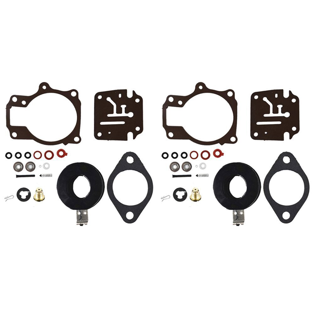 Set of 2 Carburetor Carb Rebuild Kit w Float For Johnson Evinrude 50 55 60 HP