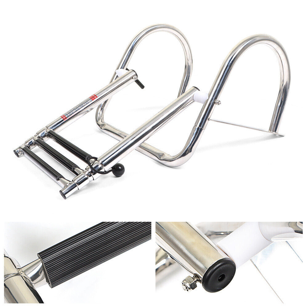 3 Steps Boat Ladder Stainless Steel in-Board Telescoping Folding Dock Ladder