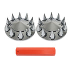 ABS Chrome Front Axle Cover 33mm Thread-on Nut Covers For Semi Truck Spiked