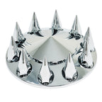ABS Chrome Front Axle Cover 33mm Thread-on Nut Covers For Semi Truck Spiked