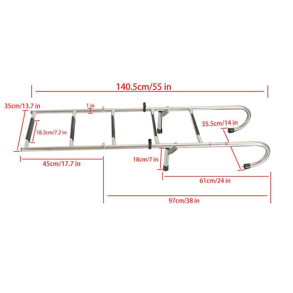Stainless Steel Folding Ladder Telescoping 400 lb. Limit For Boats 5 Step