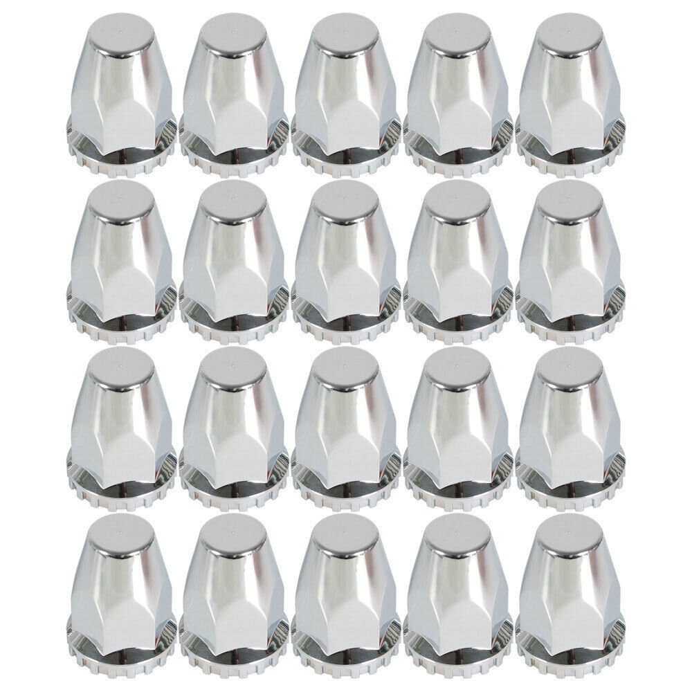 Set of 2 Chrome Front Axle Wheel Cover with Hub Cap 33mm Lug Nuts for Semi Truck