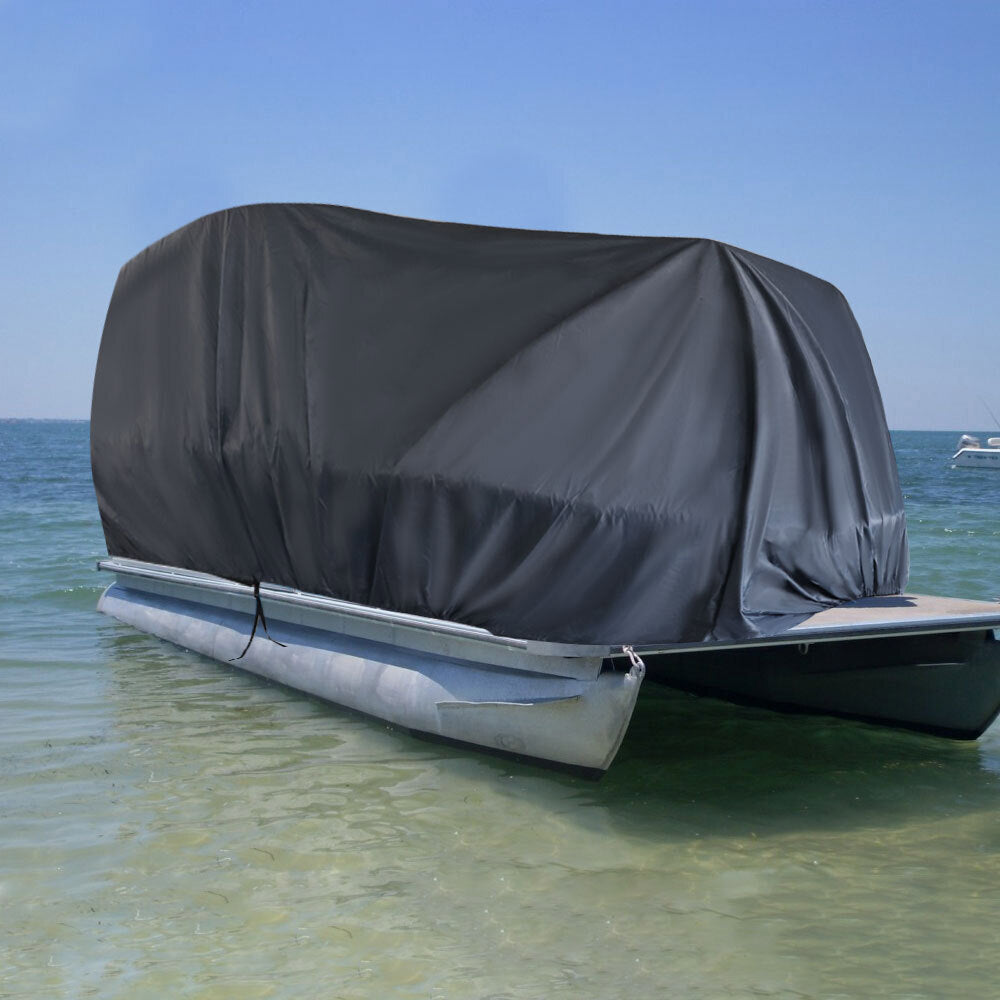 21-24ft Heavy Duty Trailerable Waterproof Boat Cover Fishing Ski Beam Gray