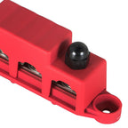 4 Way Terminal Junction Block Busbar 3/8" 250 amp 12v with Cover - Red New