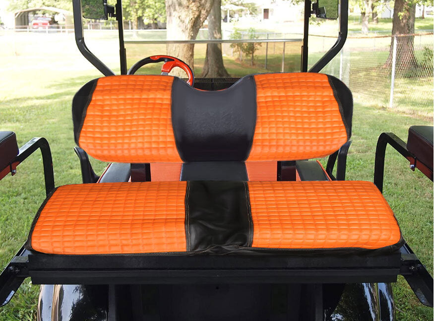 Orange Front & Rear Seat Covers Fits For Club Car Precedent Golf Carts 2004-Up