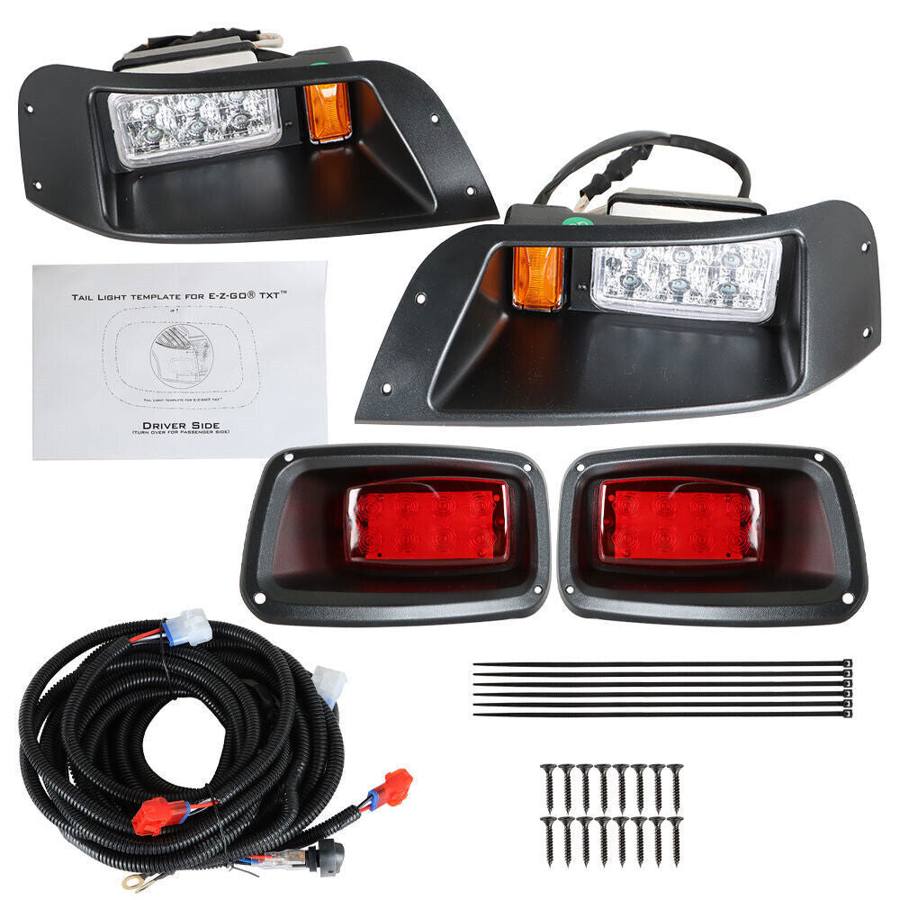 For EZGO TXT Golf Cart LED Headlight & Tail Light Kit 1996-2013 Gas and Electric