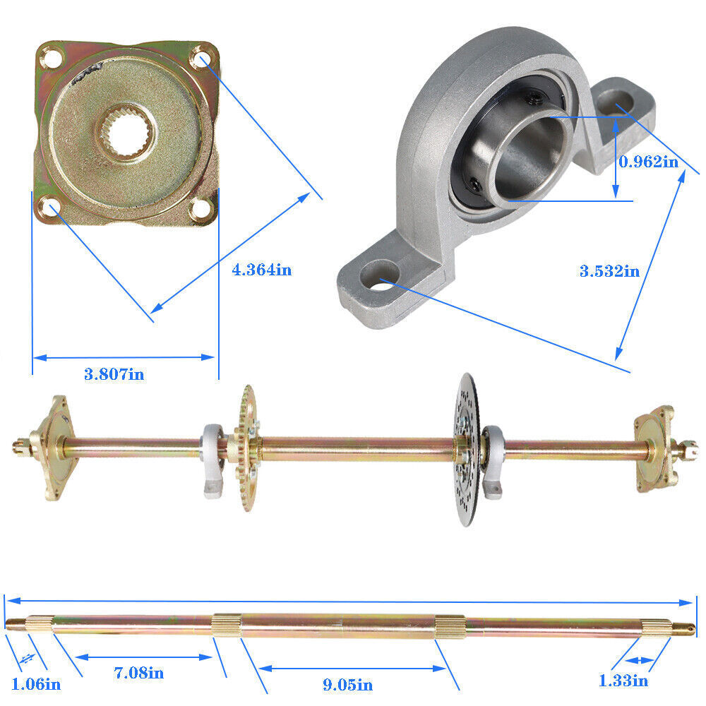 32" Rear Live Axle Kit+Brake Assembly+Sprocket Hub Go Kart / ATV / Drift Trike