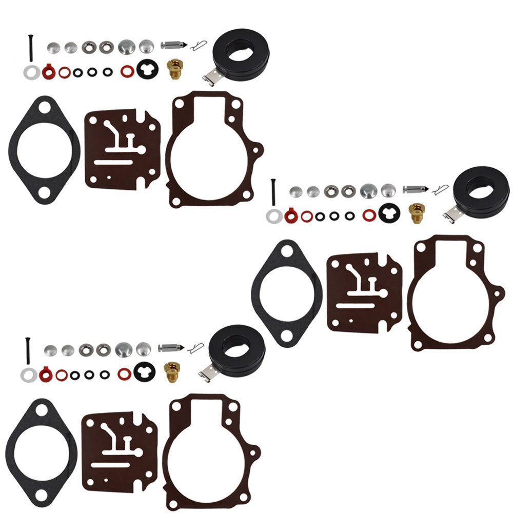 3 x Carburetor Carb Rebuild Repair Kit w/ Float For Johnson Evinrude 50 55 60 HP
