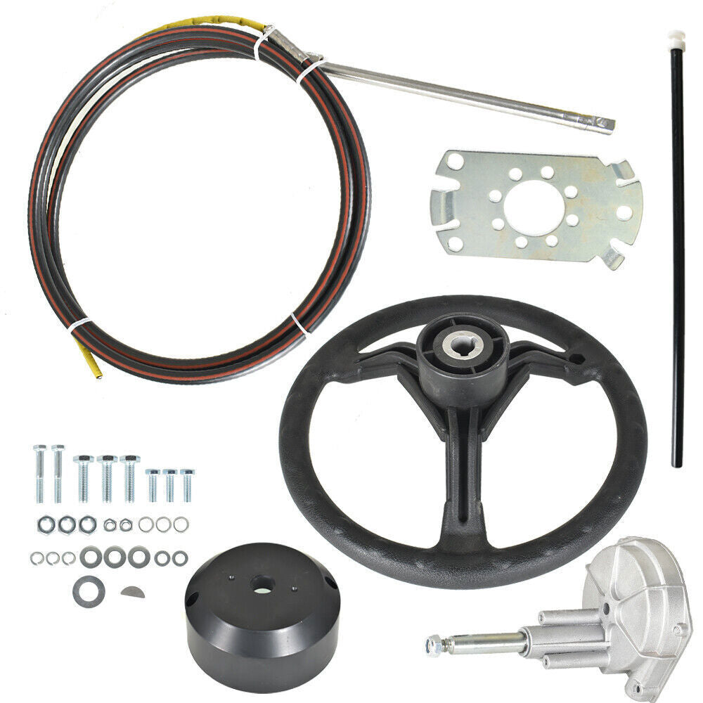 13 Feet Boat Rotary Steering System Outboard Kit SS13713 Marine With Wheel 13.5"