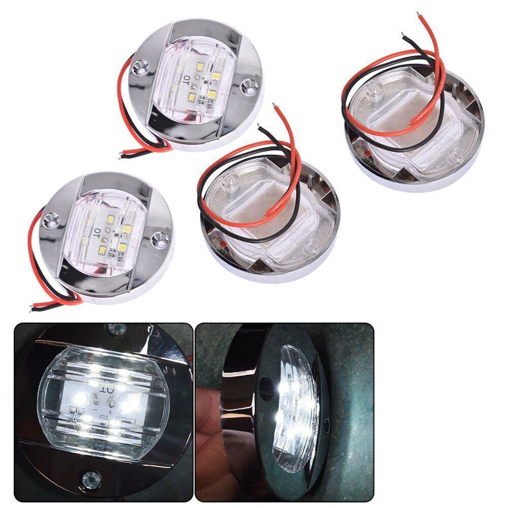4X Cabin Deck Walkway Courtesy Lights White Stern Light 3" Round Marine Boat LED