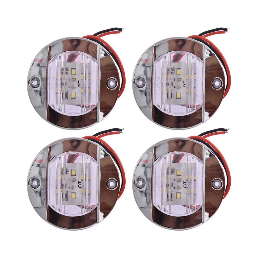 4X Cabin Deck Walkway Courtesy Lights White Stern Light 3" Round Marine Boat LED