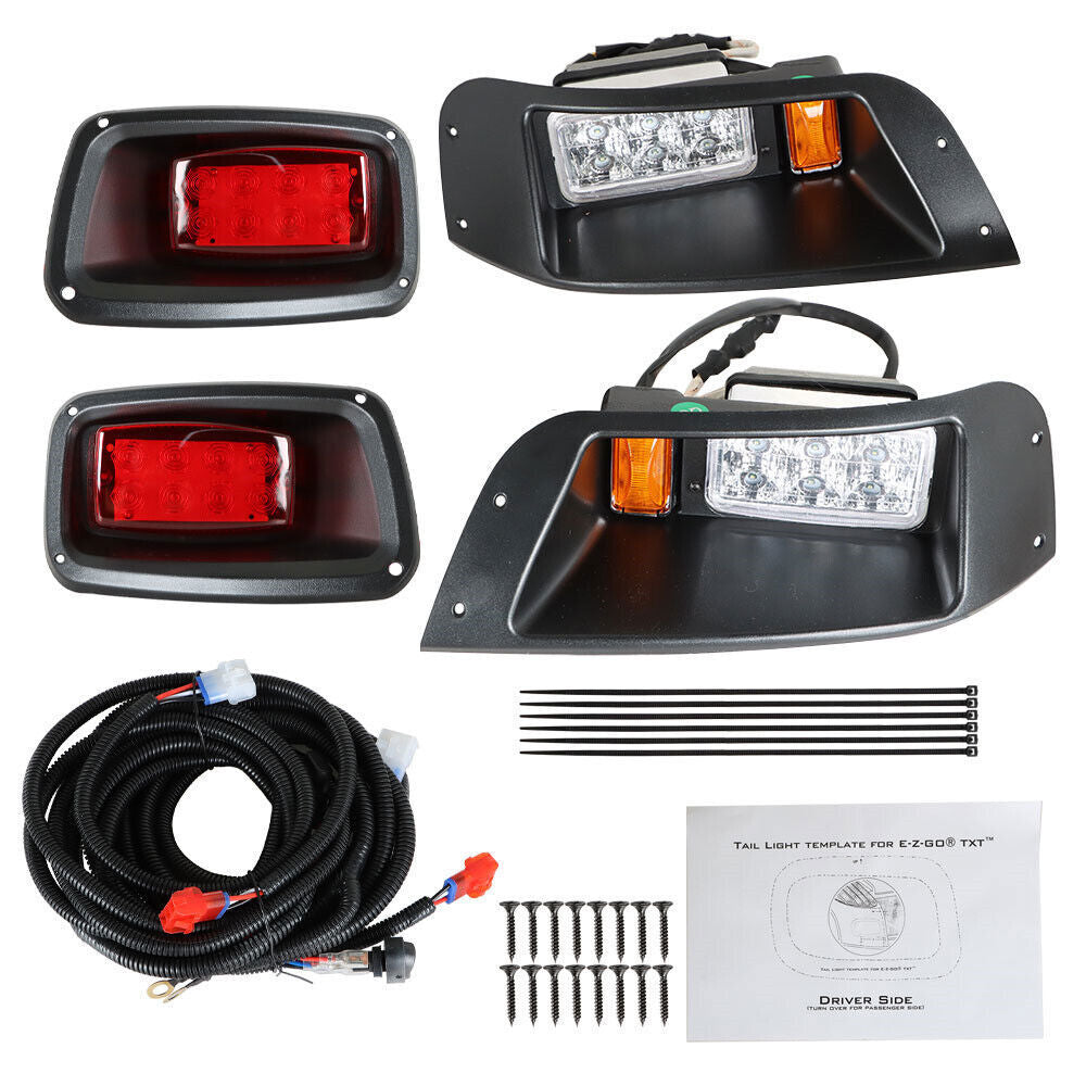 12V Headlight & Tail Light For EZGO TXT 96-13 Adjustable FULL LED LIGHT KIT, LED