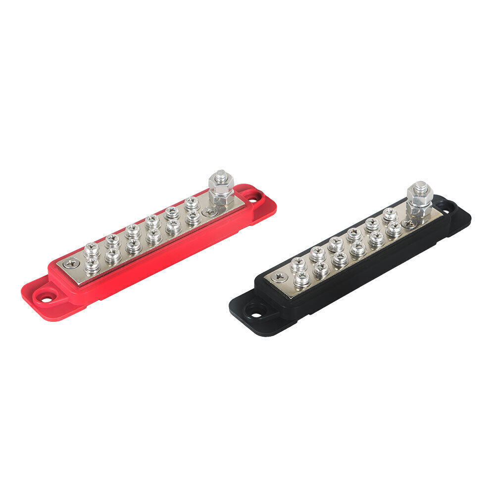 Pair Black & Red 180A 12V DC 12 Point Busbar Bus Bar Power Distribution Block