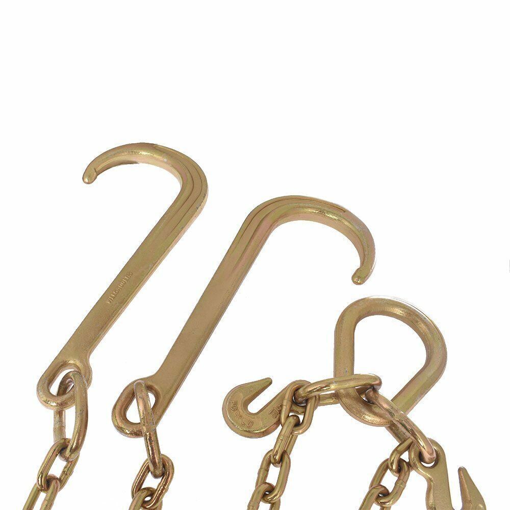 5/16" X 2' G70 Tow Chain J-Hooks V-Chain Flatbed Truck Rollback Wrecker Carrier