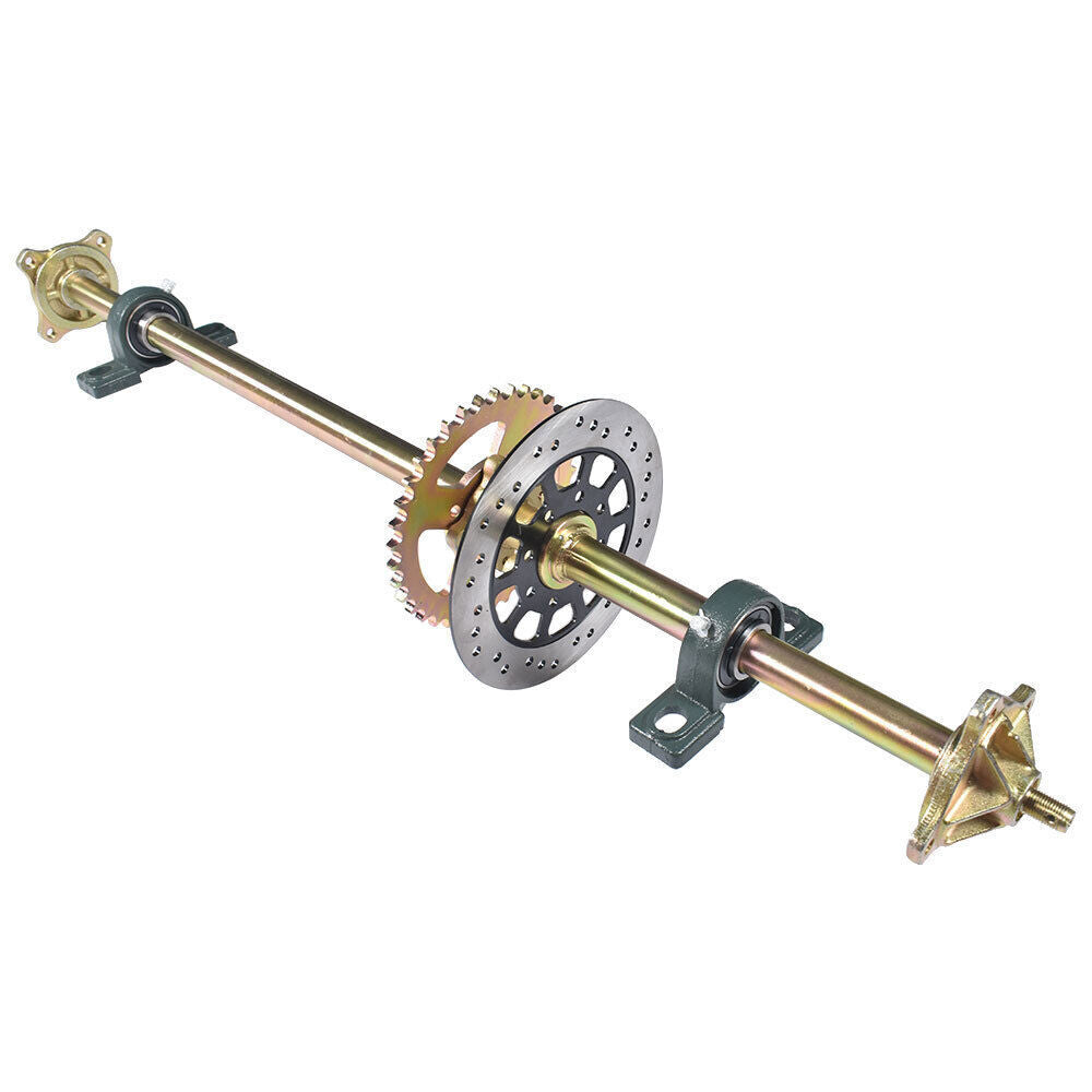 44" Go Kart Live Axle Kit Sprocket+Brake Disc+Chain+Brake assembly+wheel hubs