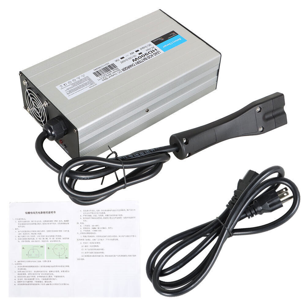 For Club Car EzGo Yamaha Golf Cart 48V 15A Battery Charger with RXV Plug/LED