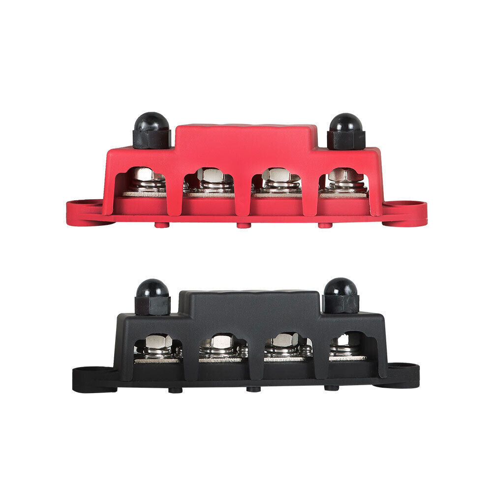 4 Post Busbar Bus Bar Power Distribution 12V 250A 3/8" Red and Black Pair New