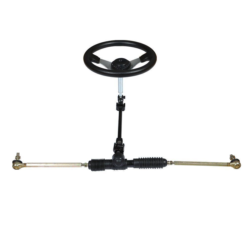 Steering Wheel Steel Kit Gear Rack Pinion Adjustable Shaft Set For 110cc Go Kart
