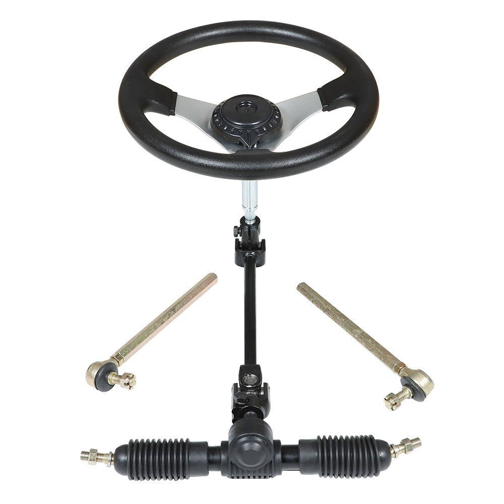 Steering Wheel Steel Kit Gear Rack Pinion Adjustable Shaft Set For 110cc Go Kart
