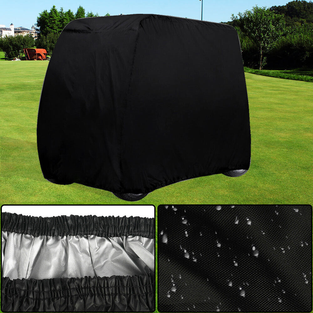 Black Waterproof Golf Cart Storage Cover 4 Passenger for EZGO Club Car Yamaha