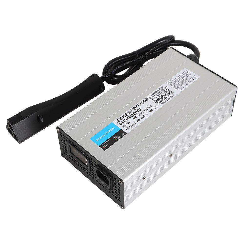 Golf Cart 48V 15A Battery Charger with RXV Plug/LED For Club Car EzGo Yamaha