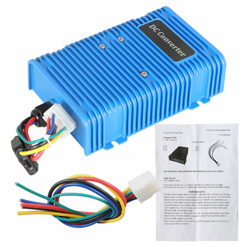 Reducer 36V/48V to 12V DC Converter 30A For Club Car E-Z-GO Yamaha Golf Cart