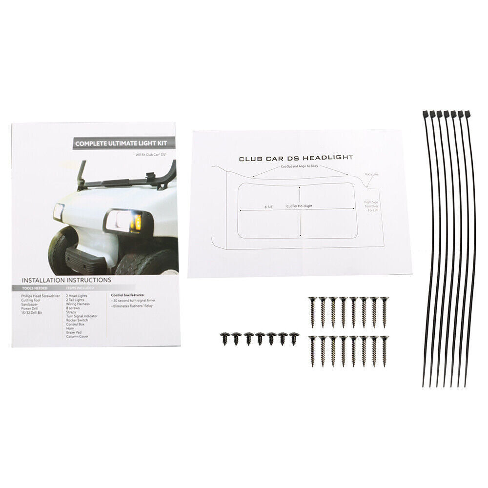 Fits For Club Car DS Carts 1993-UP Golf Cart LED Headlight and Tail Light Kit