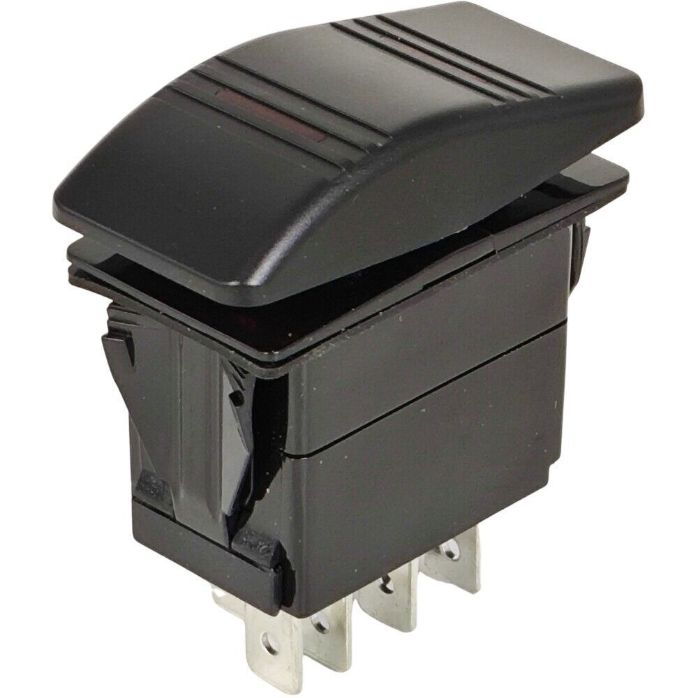 Contura Rocker Switch 12981 Cover with Red Bar Lenses DPDT Black Illuminated