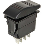 Contura Rocker Switch 12981 Cover with Red Bar Lenses DPDT Black Illuminated