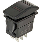 Contura Rocker Switch 12981 Cover with Red Bar Lenses DPDT Black Illuminated