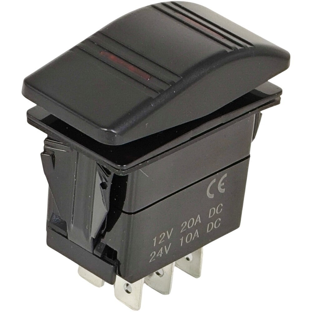 Contura Rocker Switch 12981 Cover with Red Bar Lenses DPDT Black Illuminated