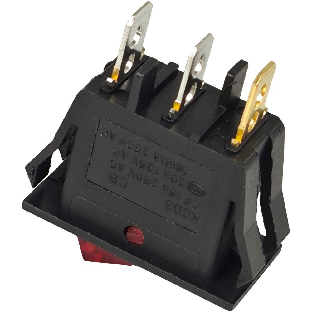 ZE-215 Lighted Rocker Switch On Off for Zing Ear 3 Prong SPST Snap-in
