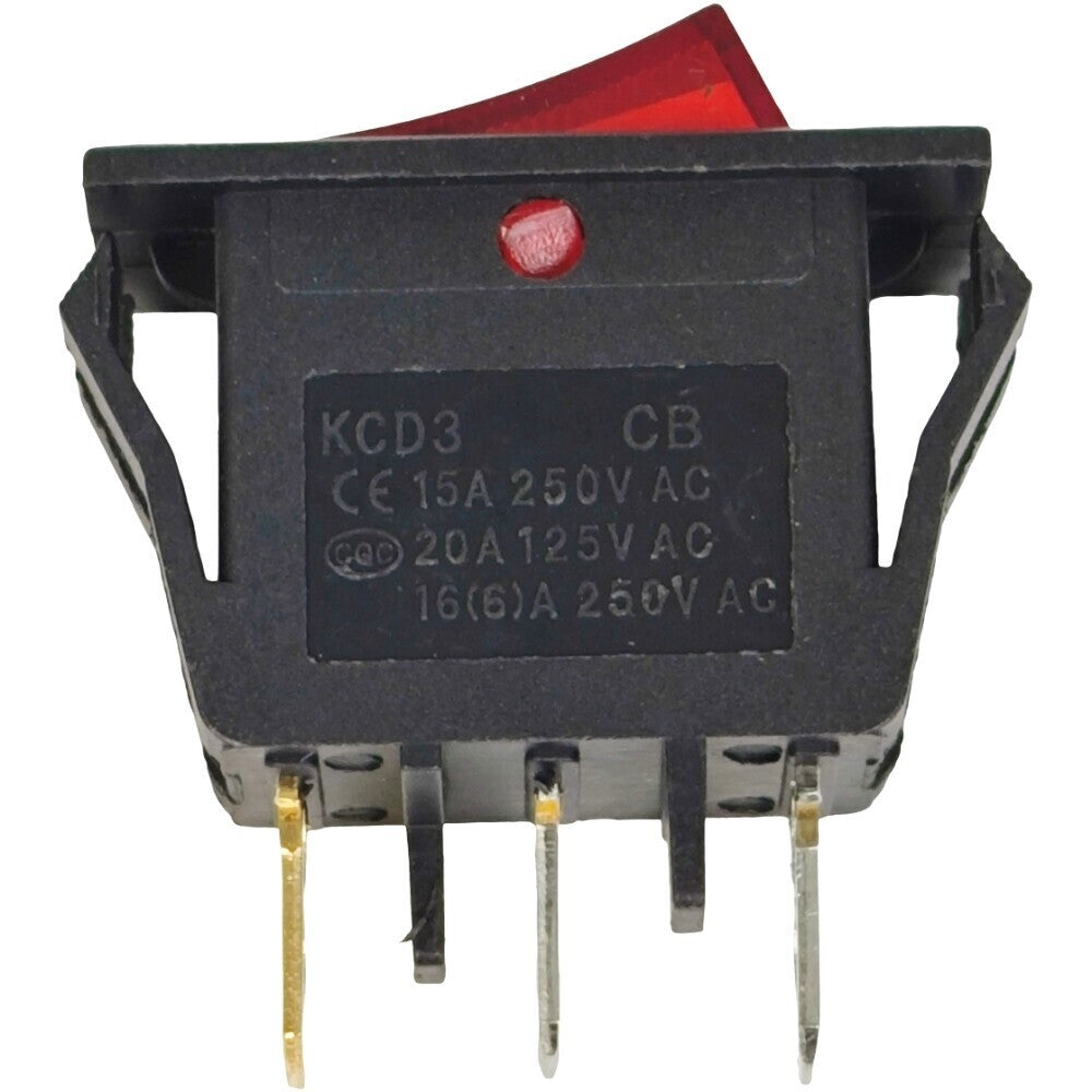 ZE-215 Lighted Rocker Switch On Off for Zing Ear 3 Prong SPST Snap-in