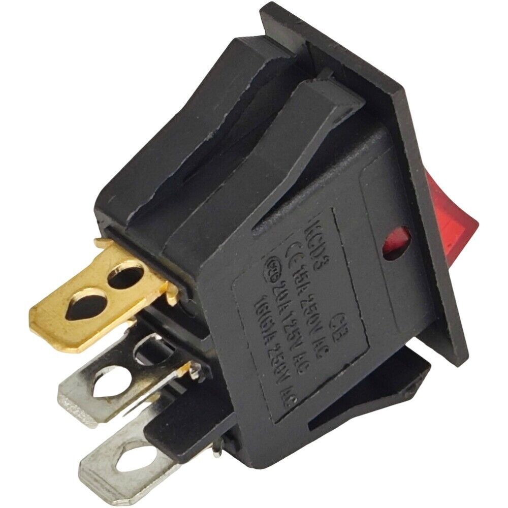 ZE-215 Lighted Rocker Switch On Off for Zing Ear 3 Prong SPST Snap-in