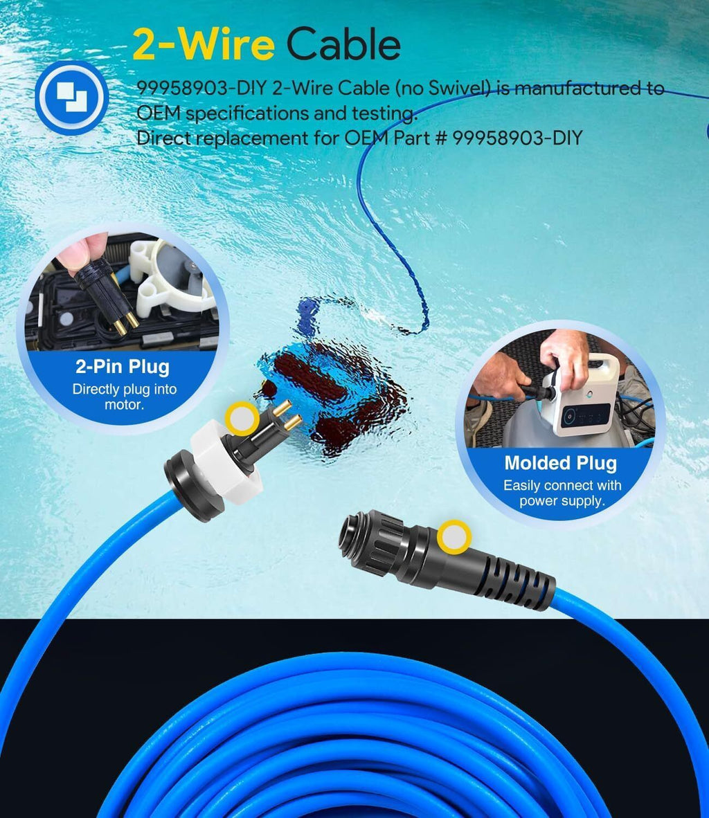60ft 99958903-DIY Cable 2 Wire for Dolphin Maytronics Pool Cleaner S200 Active20